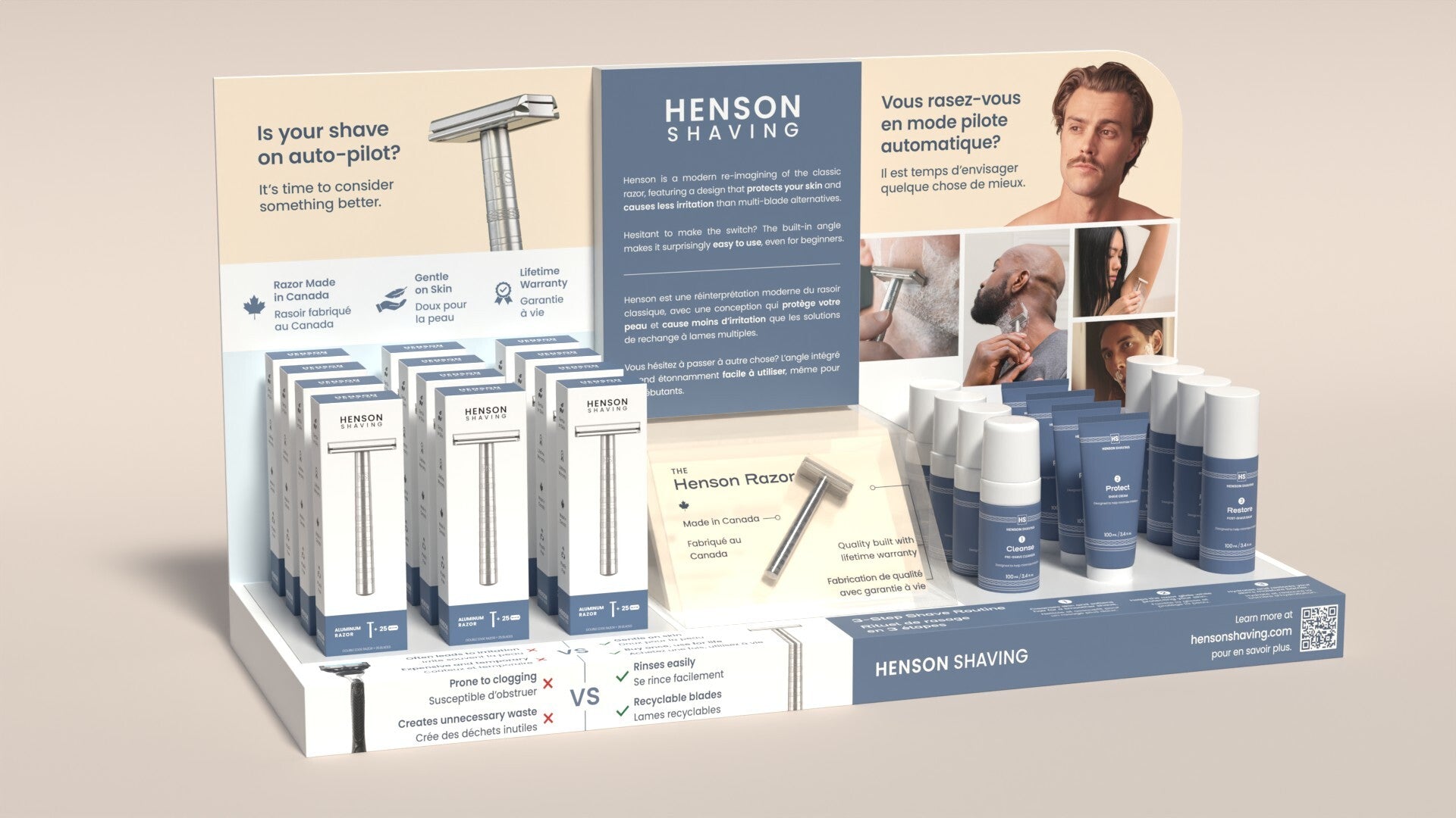 Henson Shaving - 32" Display - (Razors/Skincare - 12/4/4/4)